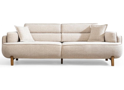 3 Sitzer Sofa Stoffbezug Holzgestell Kissen Mittlere Festigkeit Neu