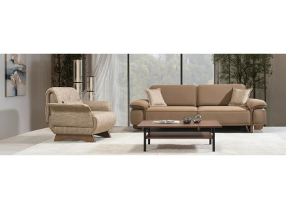 3 Sitzer Sofa Sessel Stoffbezug Holzrahmen Mittlere Härte Modern Neu