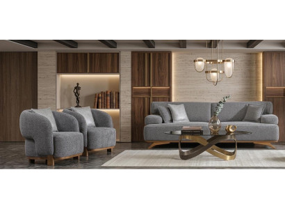 3 Sitzer Sofa Sessel Stoffbezug Holzrahmen Mittlere Härte Modern Neu