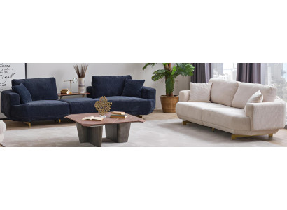 Wohnzimmer-Set: 2 Luxus Sofas & 2 Designer-Couchtische