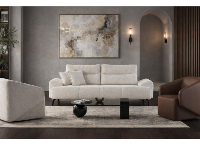 3 Sitzer Sofa 2x Sessel Wohnzimmer Stil modern Farbe weiß neu praktisch