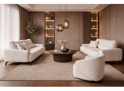2x 3 Sitzer Sofa Sessel Wohnzimmer Stil modern Farbe weiß praktisch neu