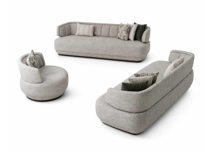 Wohnzimmer Grau Sofa Set 3+3+1 Sitzer Luxusmöbel Designer Komplettes