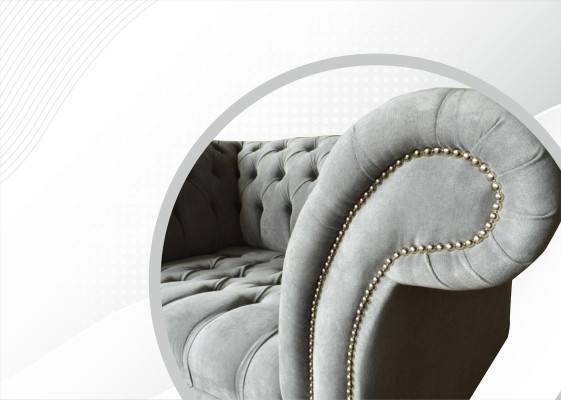 Sessel Couch Polster Sofa Textil Chesterfield Couchen 1,5 Sitzer Einsitzer Grau