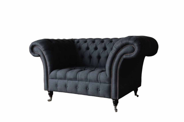 Couch Polster Sofa Textil Chesterfield Couchen 1,5 Sitzer Einsitzer Grau