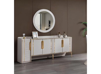 Anrichten Spiegel Weiße Holz Schubladenschrank stil möbel Sideboard Kommode