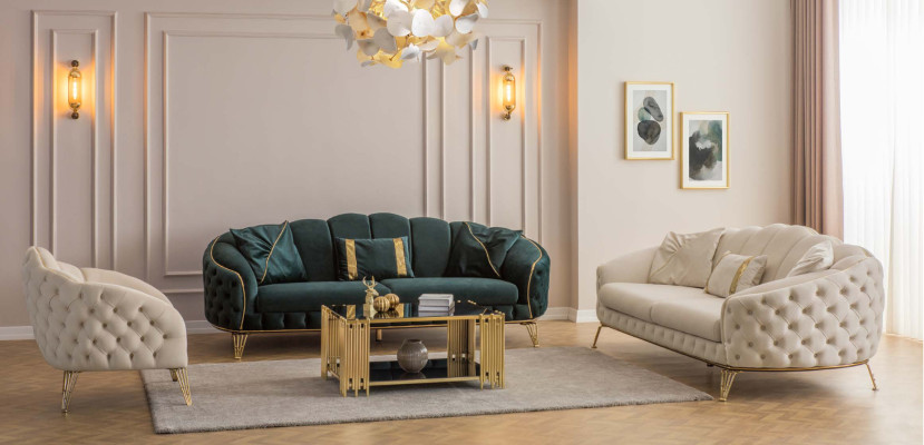 Chesterfield Design Beige Sofa Sessel Polster Couch Couchen 1 Sitzer Neu