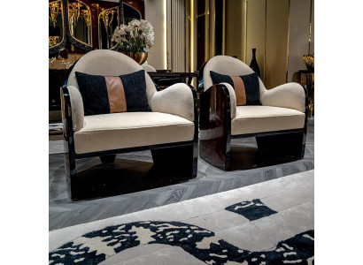 2x Sessel Wohnzimmer Modern Design Lehnsessel Holz 1-Sitzer Modern Polster Neu