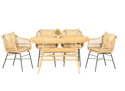 Esstisch 4x Stühle Garten Möbel Set 5tlg Terrasse Balkon Luxus Design Garnitur