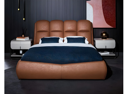 Doppelbett Garnitur Bett Nachttische Braun 4tlg Holz Eckkleiderschrank