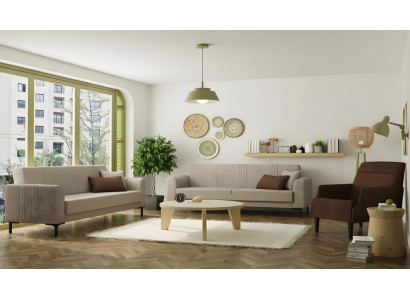 Couchgarnitur Zweisitzer Sessel Grau Stoffsofas Polstersofa 3tlg Set