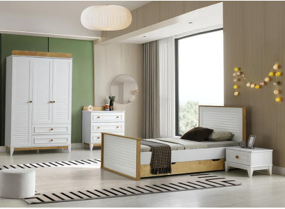 Garnitur Kinderbett Kindermöbel Kinderzimmer Bett Holz Set Schlafzimmer 4tlg