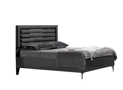 Doppelbett Bett Schlafzimmer 180сm Matratze Schwarz moderner Polsterbett Holz