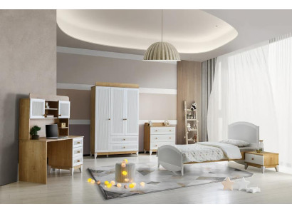 Design Mädchen Jugendzimmer Set Bett Nachttisch Kleiderschrank Schlafzimmer 5tlg