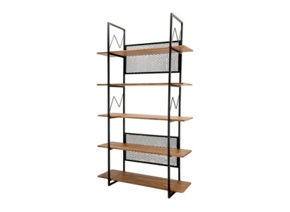 Bücherregal Bücher Regal Standregal Schrank Holz + Metall Mit 5 Etagen