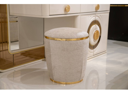 Beiger Holz Pouf modern dekorativ vielseitig Sitzhocker
