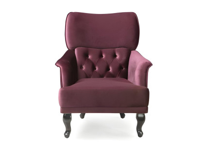 Designer Sessel Polstersessel Chesterfield Lila Samt Ohrensessel Modern