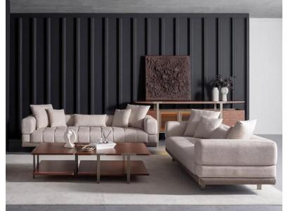 Wohnzimmer Set Einrichtung Sofa Beistelltisch 3+3 Sitzer und 2x Couchtisch Set