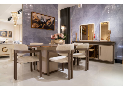 Elegantes Esszimmer-Set aus Holz in Beige mit modernem Design
