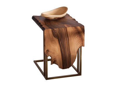 Beistelltisch aus Holz und Metall in Braun modern elegant