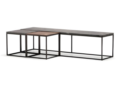 Couchtisch-Set aus Metall in Grau modern elegantes Wohnzimmermöbel