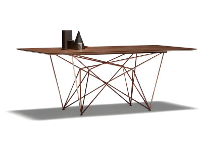 Eleganter brauner Esstisch aus Metall im klassischen Design