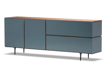 Blaue Holz-Konsole modern, elegante Ablagefläche, robustes Design
