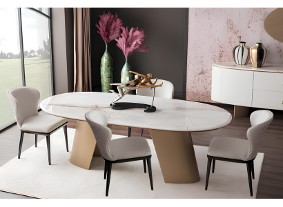 Esszimmer-Set mit stilvollem Esstisch und 6 komfortablen Stühlen