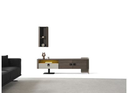 Eleganter TV-Ständer aus Holz in Braun für modernes Wohnzimmer