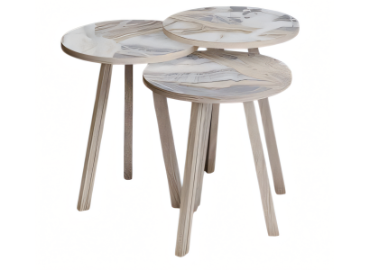 Elegantes Beiges Holz Couchtisch-Set im modernen Stil