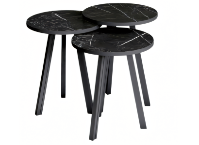 Elegantes schwarzes Couchtisch-Set aus Holz im modernen Stil