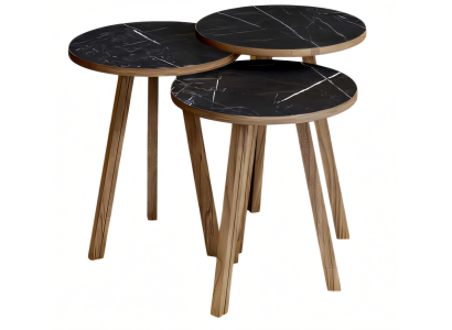 Elegantes schwarzes Couchtisch-Set aus Holz im modernen Design