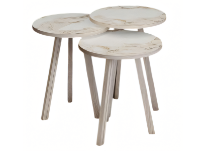 Elegantes Beiges Holz Couchtisch-Set im modernen Design