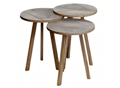 Elegantes braunes Holz Couchtisch-Set im modernen Design