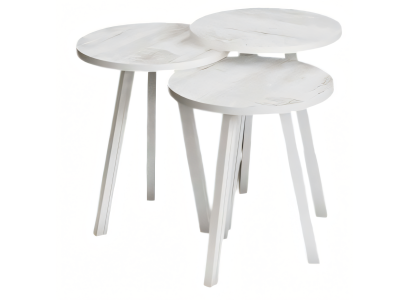 Elegantes Weißes Holz Couchtisch-Set Modern Wohnzimmermöbel
