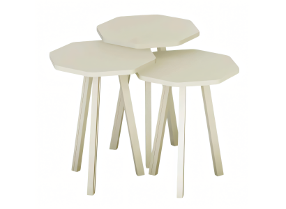 Elegantes weißes Couchtisch-Set aus Holz im modernen Design