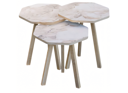 Elegantes Beiges Holz Couchtisch-Set in modernem Stil