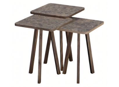 Elegantes braunes Holz Couchtisch-Set im modernen Design