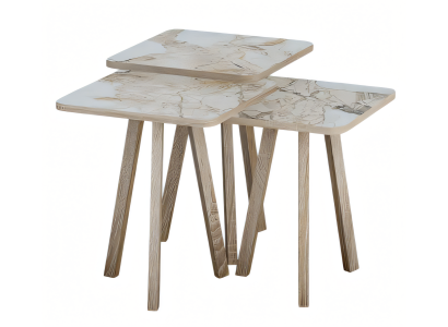 Elegantes Beiges Holz Couchtisch-Set modern stilvoll
