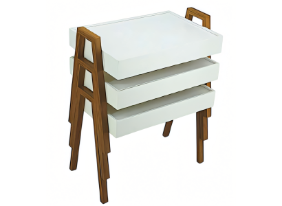 Elegantes weißes Couchtisch-Set aus Holz im modernen Stil