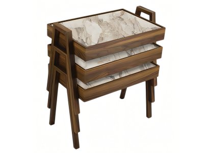 Elegantes Beigefarbenes Couchtisch-Set aus Holz im modernen Stil