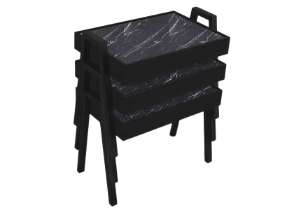 Elegantes schwarzes Couchtisch-Set aus Holz im modernen Design