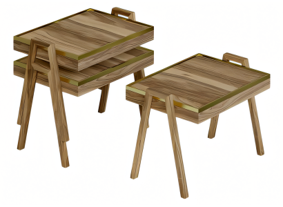 Couchtisch-Set aus Holz in Braun modern minimalistisch