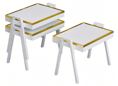 Elegantes weißes Couchtisch-Set aus Holz im modernen Stil