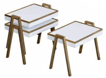 Elegantes weißes Couchtisch-Set aus Holz im modernen Design