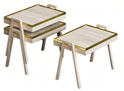 Elegantes Beiges Holz Couchtisch-Set im modernen Stil