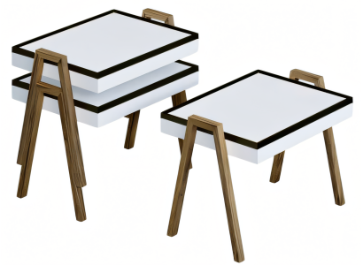 Elegantes weißes Couchtisch-Set aus Holz im modernen Stil