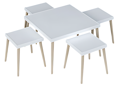 Elegantes weißes Wohnzimmer-Set aus Holz mit modernem Design