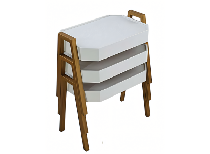 Elegantes weißes Couchtisch-Set aus Holz im modernen Stil