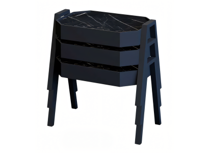Elegantes schwarzes Couchtisch-Set aus Holz im modernen Design